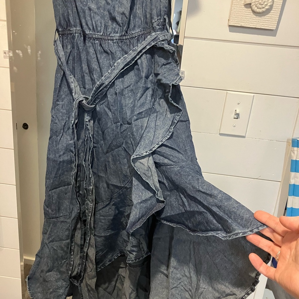 Blue Ruffle Dress size large - Picture 2 of 6